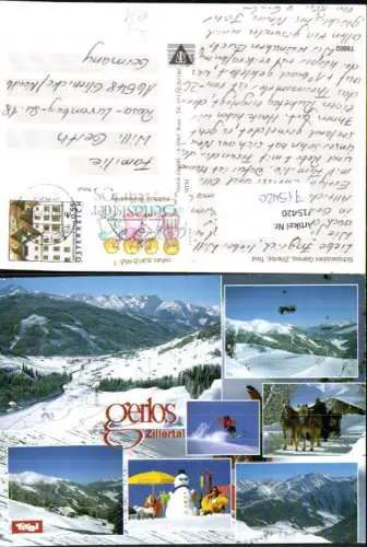 715420 Mehrbild AK Gerlos Zillertal Wintersport Pferdeschlitten Schneemann