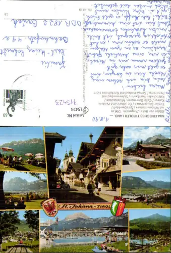 715423 Mehrbild AK St Johann in Tirol Ortsmotiv Schwimmbad Kitzbühelerhorn-Bahn Angeralm Cafe Sommerer