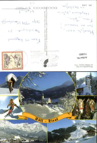 715885 Mehrbild AK Söll am Wilden Kaiser in Tirol Wegkreuz Pferde Kirche Wintersport