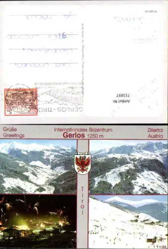 715897 Mehrbild AK Gerlos Zillertal Wintersport Feuerwerk b. Nacht