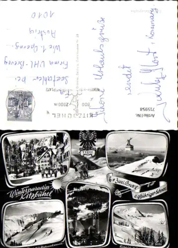 715958 Mehrbild AK Kitzbühel Hahnenkamm Zwei Brettl a gführiger Schnee Wintersport