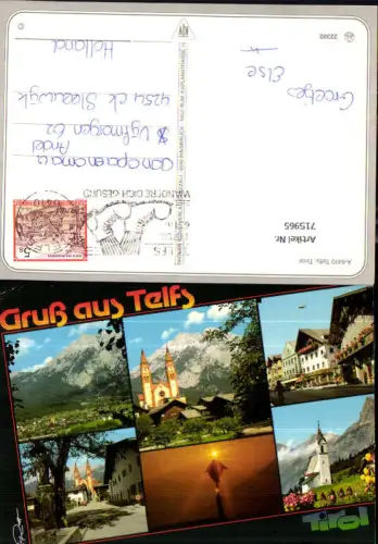 715965 Mehrbild AK Telfs in Tirol Wegkreuz Kirche Dorfmotiv