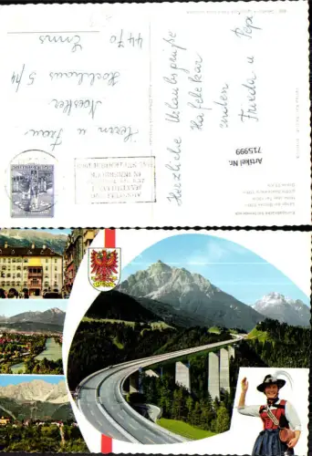 715999 Mehrbild AK Europabrücke b. Innsbruck Goldenes Dachl Frau Tracht