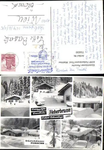 716030 Mehrbild AK Fieberbrunn in Tirol Gästehäuser Porsche Winteransicht