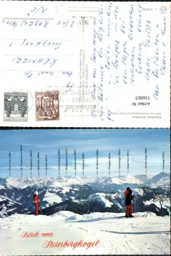 716063 Kitzbühel Blick v. Steinberghaus auf Hohe Tauern Gipfelkarte Wintersport