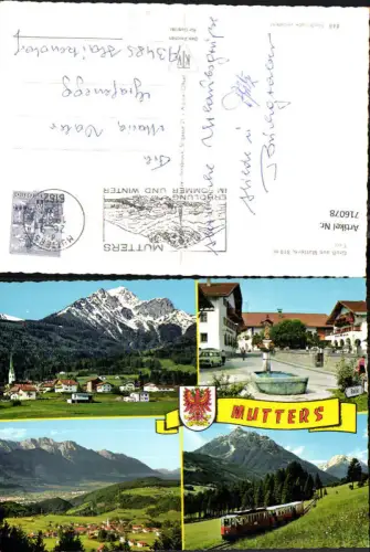 716078 Mehrbild AK Mutters Tirol Dorfmotiv Brunnen Eisenbahn