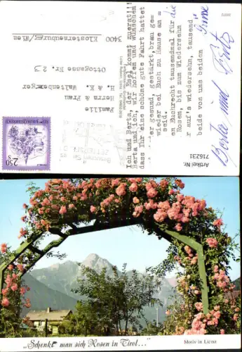 716231 Lienz Rosenbogen Rosen Blumen Spruch Schenkt man Rosen in Tirol