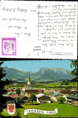 716253 Kössen in Tirol Ansicht mit Kirche Blick auf Zahmen u. Wilden Kaiser