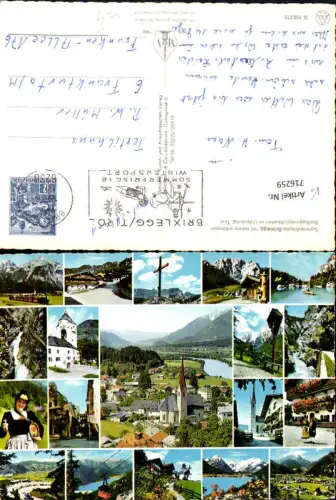 716259 Mehrbild AK Brixlegg Unterinntal Gipfelkreuz Seilbahn Gondel Frau Tracht Wegkreuz