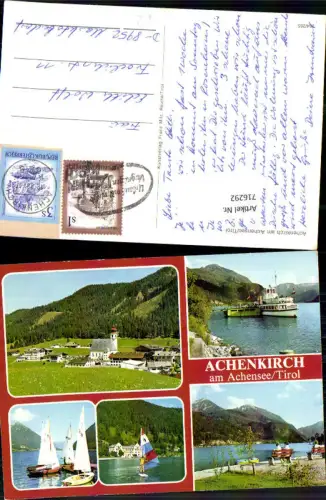 716292 Mehrbild AK Achenkirch am Achensee Schiff Dampfer am Anleger Segelboote Windsurfen
