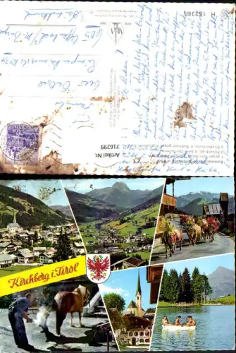 716299 Mehrbild AK Kirchberg in Tirol Hufschmied mit Pferd Kirche Ruderboot Almabtrieb Kühe Rinder