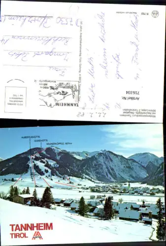 716334 Tannheim mit Neunerköpfle Skigebiet Lagekarte Sessellift Hubertushütte im Winter