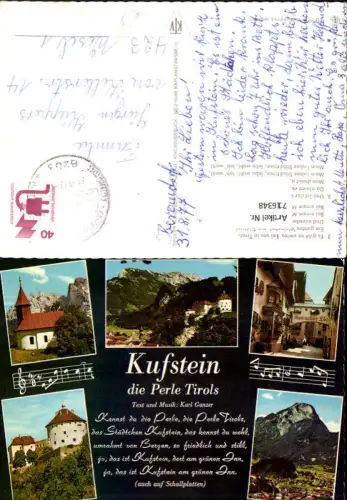 716348 Mehrbild AK Kufstein die Perle Tirols Text u. Musik Karl Ganzer Liedkarte