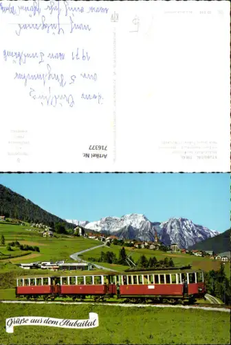 716377 Stubaital Stubaitalbahn bei Fulpmes mit Schwimmbad Eisenbahn Blick geg. Telfes mit Nordkette