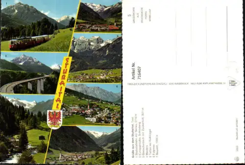 716407 Mehrbild AK Stubaital Schönberg Europabrücke Mieders Fulpmes Neustift Telfes mit Kalkkögel