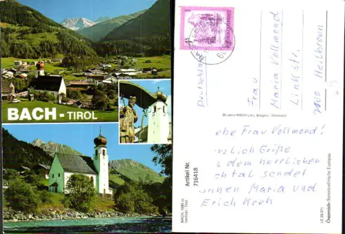 716418 Mehrbild AK Bach Tirol Lechtal Kirche Ansicht Statue