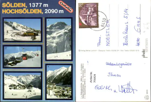 716424 Mehrbild AK Sölden Hochsölden Rotkogljochhütte Bergbahn Gaislachkogl Wintersport