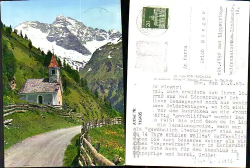 716435 Foto AK Bergkapelle Valsertal mit Olperer St Jodok am Brenner
