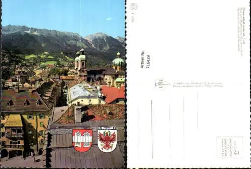 716439 Innsbruck Blick v. Stadtturm auf Goldenes Dachl Pfarrkirche ST Jakob u. Nordkette