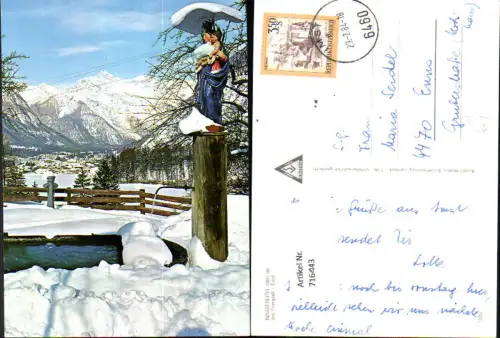 716443 Nassereith am Fernpaß Tirol Brunnen Statue im Winter