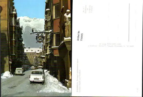 716445 Foto AK Innsbruck Herzog-Friedrichstraße geg. Goldenes Dachl u. Nordkette Winteransicht