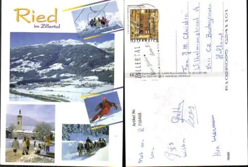 716468 Mehrbild AK Ried im Zillertal Kaltenbach Stumm Wintersport Pferdeschlitten Kirche
