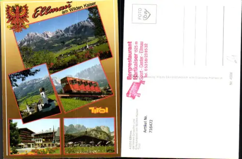 716472 Mehrbild AK Ellmau am Wilden Kaiser Bergbahn Kirche Ortsmotiv