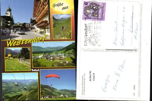 716479 Mehrbild AK Westendorf Brixental Tirol Ortsmotiv Totale Seilbahn Gondel Fallschirm