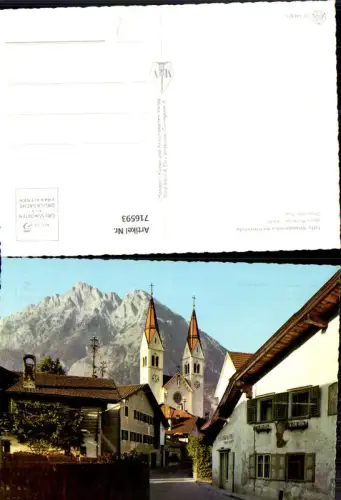 716593 Telfs Straßenmotiv mit Pfarrkirche geg. Mieminger Kette Oberinntal Tirol