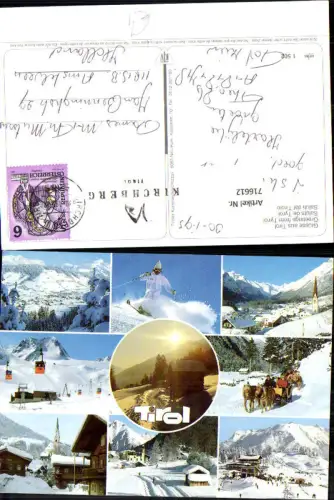 716612 Mehrbild AK Grüsse aus Tirol Kirchberg Pferdeschlitten Wintersport Seilbahn Gondel