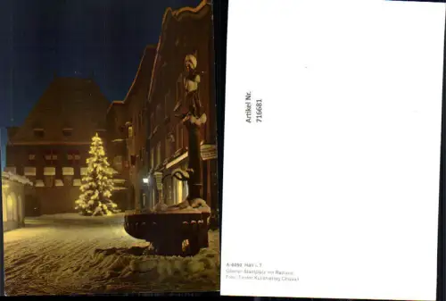 716681 Hall in Tirol Oberer Stadtplatz mit Rathaus im Winter bei Nacht
