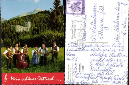 716698 Lienz Osttirol Schloßberg-Buam mit Schloss Bruck u. Spitzkofel Musikanten Tracht