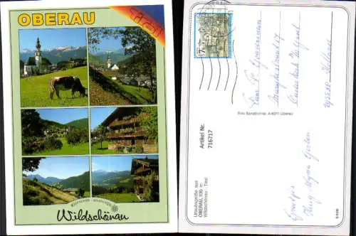 716717 Mehrbild AK Oberau Wildschönau Tirol Kirche Bauernhäuser Rind Kuh