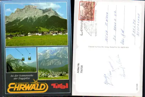 716720 Mehrbild AK Ehrwald in Tirol Zugspitze Seilbahn Gondel