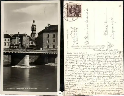 65493,Innsbruck Innbrücke m. Stadtturm 1930