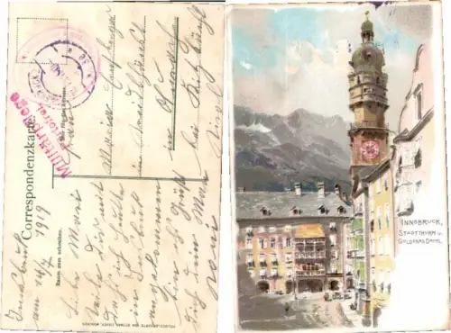 70713,Litho Innsbruck Stadtthurm Goldenes Dachl Zieher Heliocolor AK