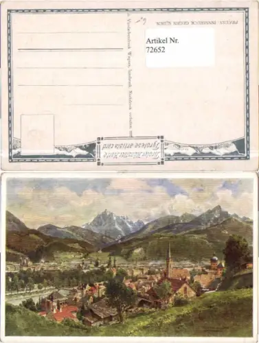 72652,Innsbruck v. Süden R. Preuss sign Künstlerkarte