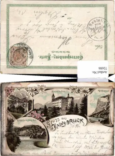 72686,Litho Gruß aus Innsbruck Berg Isel Ambras Weiherburg