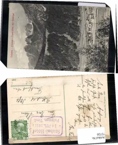 72720,Fulpmes im Stubaital Grand Hotel 1909 Stempel