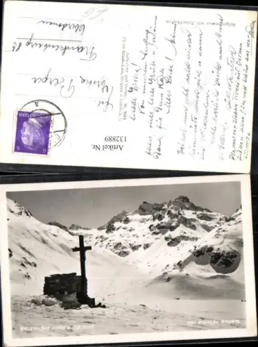 132889,Bielerhöhe Piz Buin Partenen Galtür Ansicht Gipfel u. Kreuz pub Risch Lau 5864