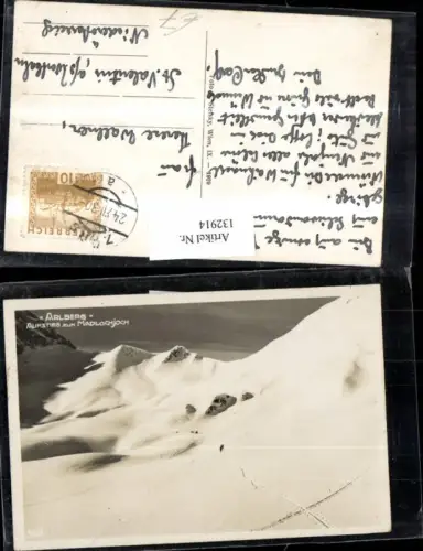 132914,Arlberg Aufstieg z. Madlochjoch Kösterle St Anton a. Arlberg Winter Bergansicht m. Bergsteiger 1930