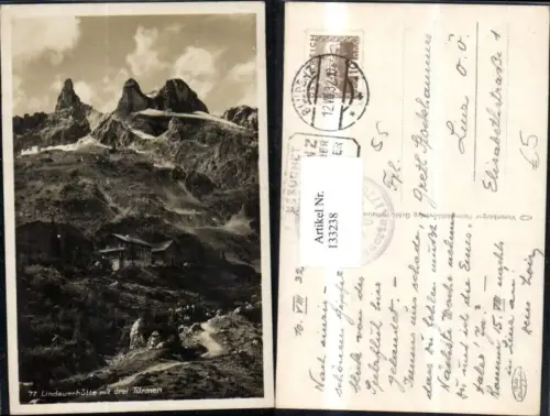 133238,Lindauerhütte m. Drei Türmen Bludenz Ansicht 1932