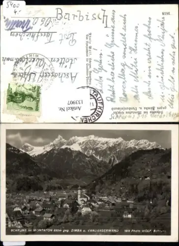 133907,Schruns i. Montafon geg. Zimba u. Vandaserwand pub Foto Wolf 1949