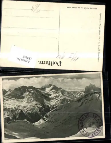 134455,Blick ins Ferwall Verwall v. d. Ulmer Hütte am Arlberg Bludenz Ansicht 1921