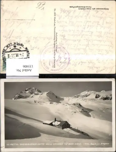 135406,Silvretta Wiesbadner Hütte u. Gr. Piz Buin Winteransicht pub Risch Lau 4243