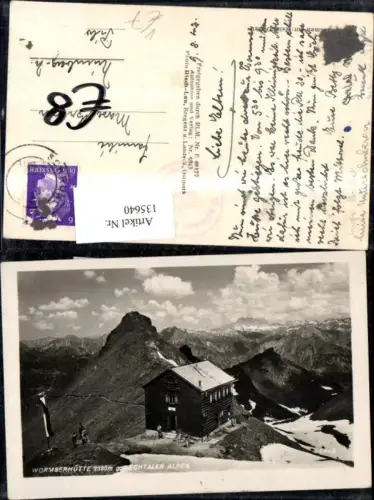 135640,Wormserhütte g. Lechtaler Alpen Schruns 1942 pub Risch Lau 6943