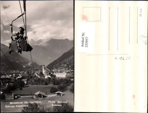 235957,Schruns Totale Montafoner Hochjochbahn Kapelalpe Sessellift Frau in Tracht