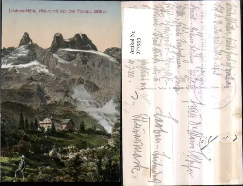 277903,Lindauer-Hütte Berghütte b. Schruns m. d. Drei Türmen Bergkulisse