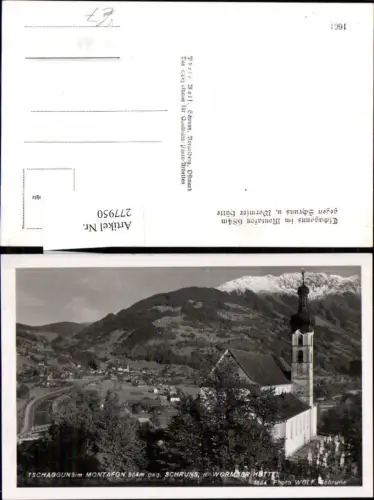 277950,Tschagguns Kirche m. Friedhof geg. Schruns Totale u. Wormser Hütte Bergkulisse pub Foto Wolf 1664