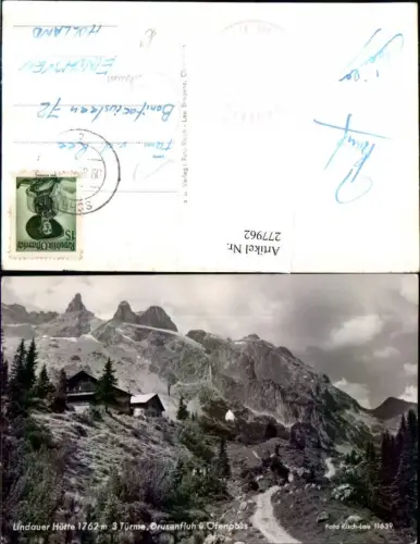 277962,Lindauer Hütte Berghütte b. Schruns m. 3 Türme Drusenfluh u. Öfenpass Bergkulisse pub Foto Risch-Lau 11639